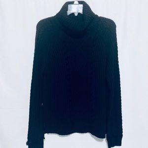 ALYA Ribbon Sweater, BLACK SWEATER WITH VELVET RIBBON TRIM DETAIL M